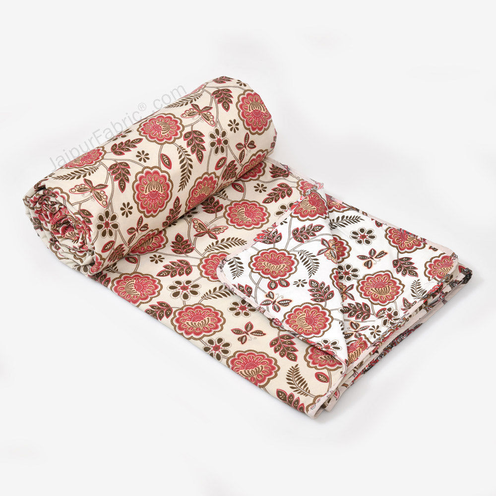 Pink Butterflies Pure Cotton Double Bed Dohar